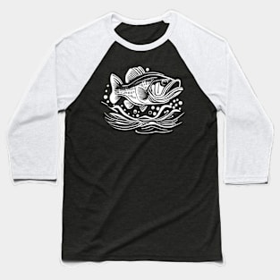 White Bass Print Baseball T-Shirt